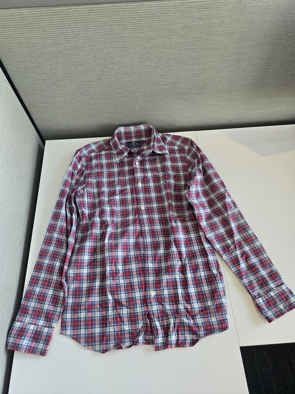 Vineyard Vines Red and Blue Plaid Button-Down Shirt